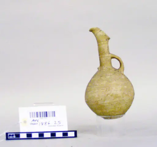 White Painted globular juglet with high-spouted neck - image 1