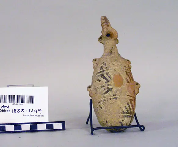 White Painted flattish oval flask - image 1