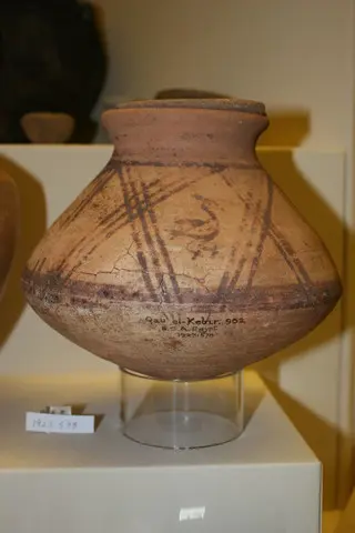 Jar with a plain dish used as a lid decorated in the style of Cypriot bichrome ware - image 1