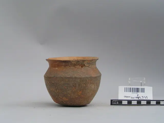 Red on Black carinated jar - image 1