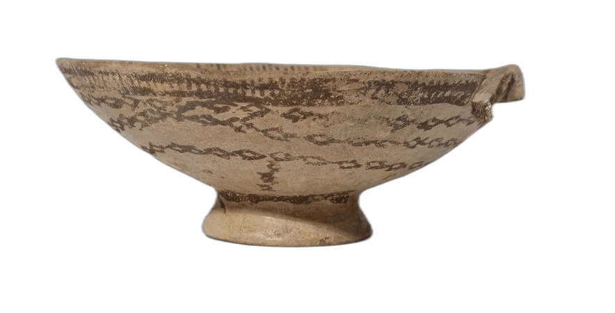White Slip Bowl with Brown Paint - image 1