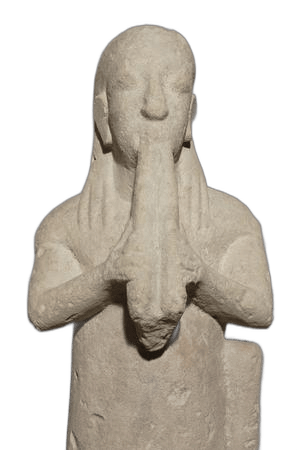Limestone Flute Player Statuette - image 1