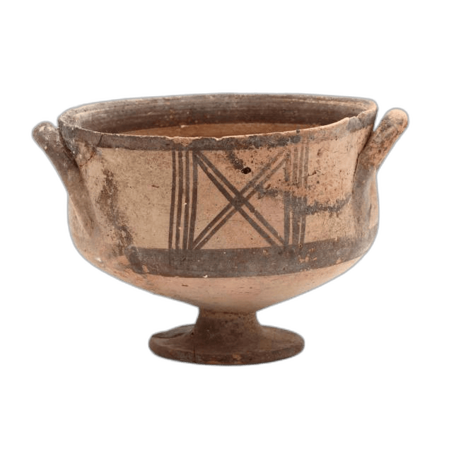 Cypro-Geometric Creme Ware Stemmed Bowl - image 1