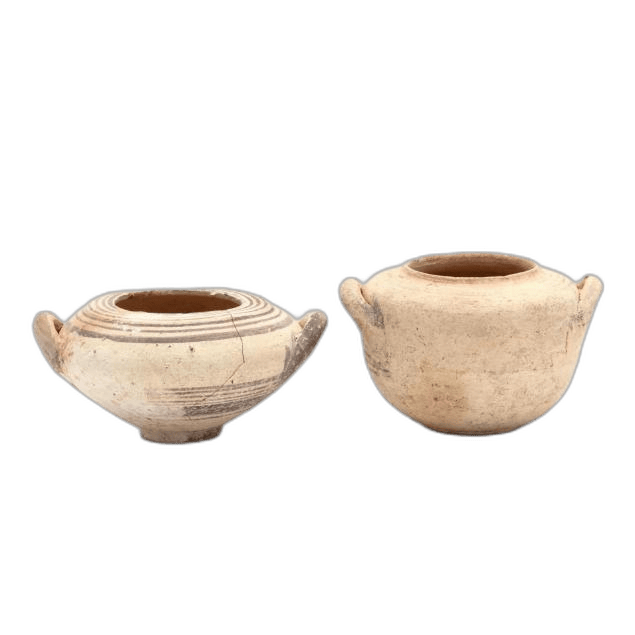 Two Cypro-Geometric Squat Ring Base Jars - image 1
