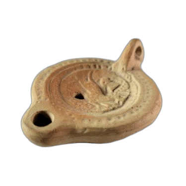 Oil lamp with running dog and kantharos motifs - image 1