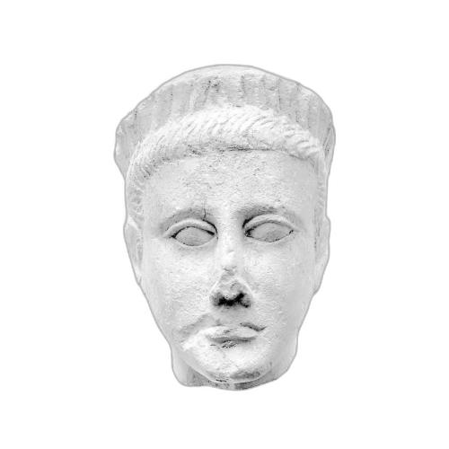 Wreathed head of fragmentary male votive figure - image 1