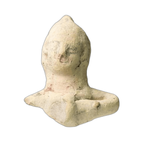Head from a fragmentary figure wearing a conical hat - image 1
