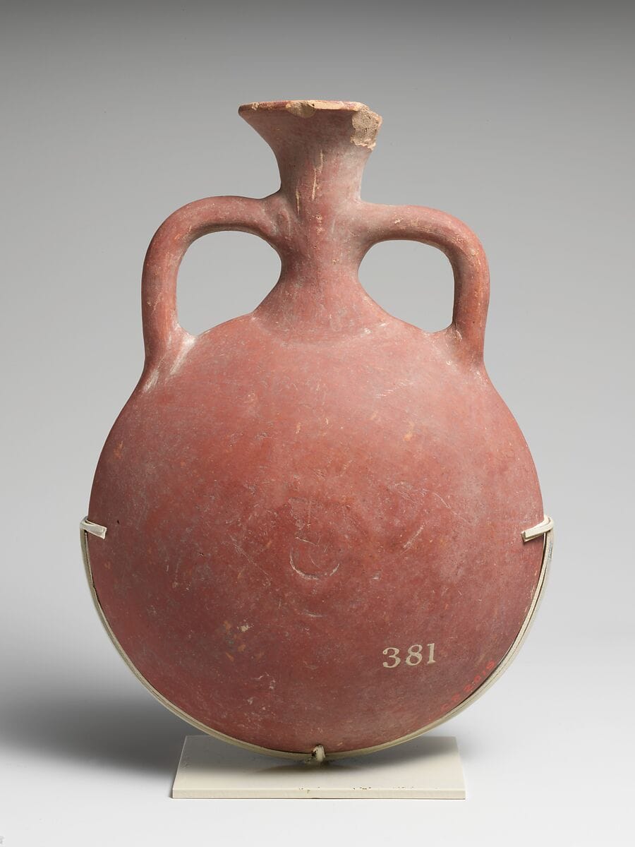Terracotta lentoid flask - image 1