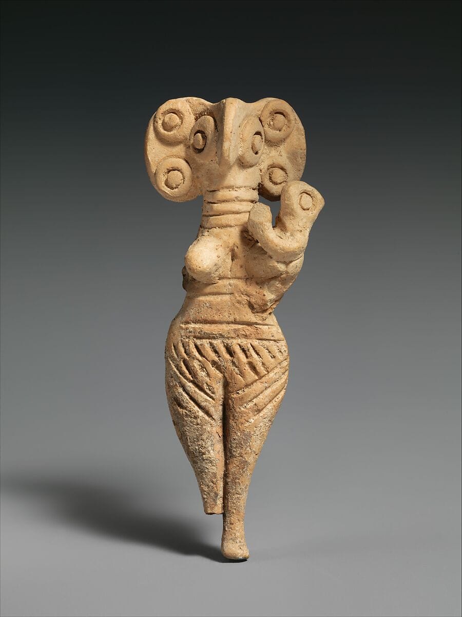 Terracotta statuette of woman with bird face - image 1