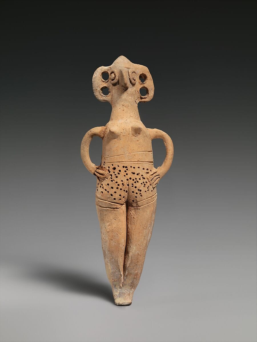 Terracotta statuette of woman with bird face - image 1