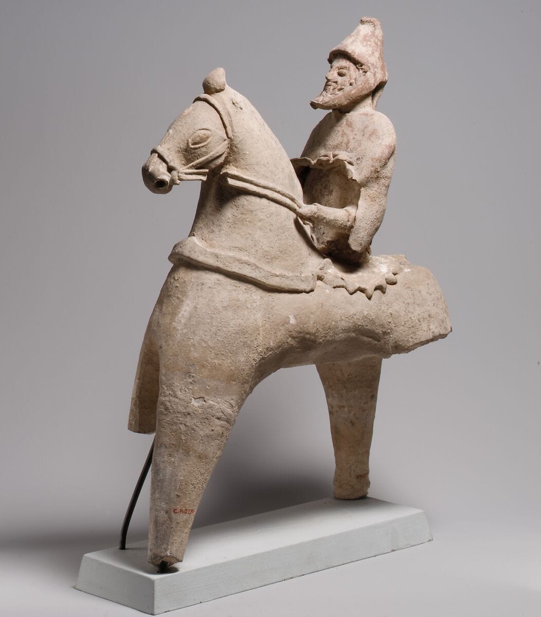 Terracotta statuette of a horse and rider - image 1