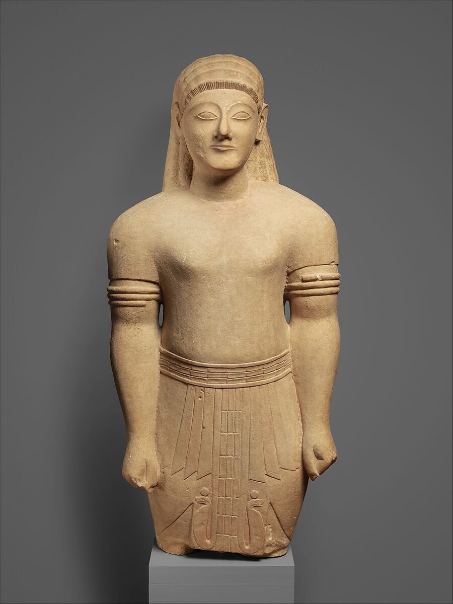 Limestone male figure in Egyptian dress - image 1