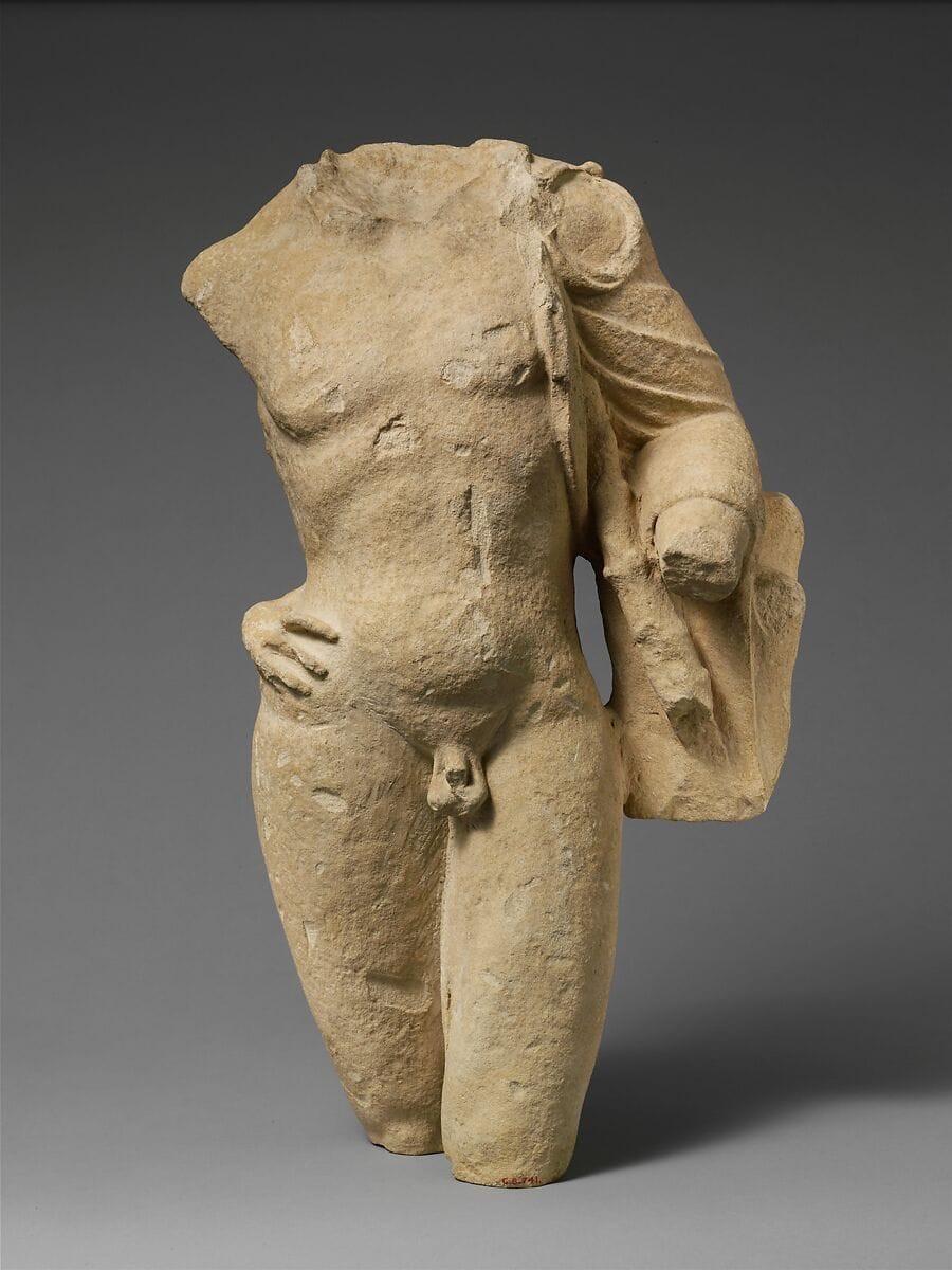 Fragment of a limestone statuette of Pan - image 1