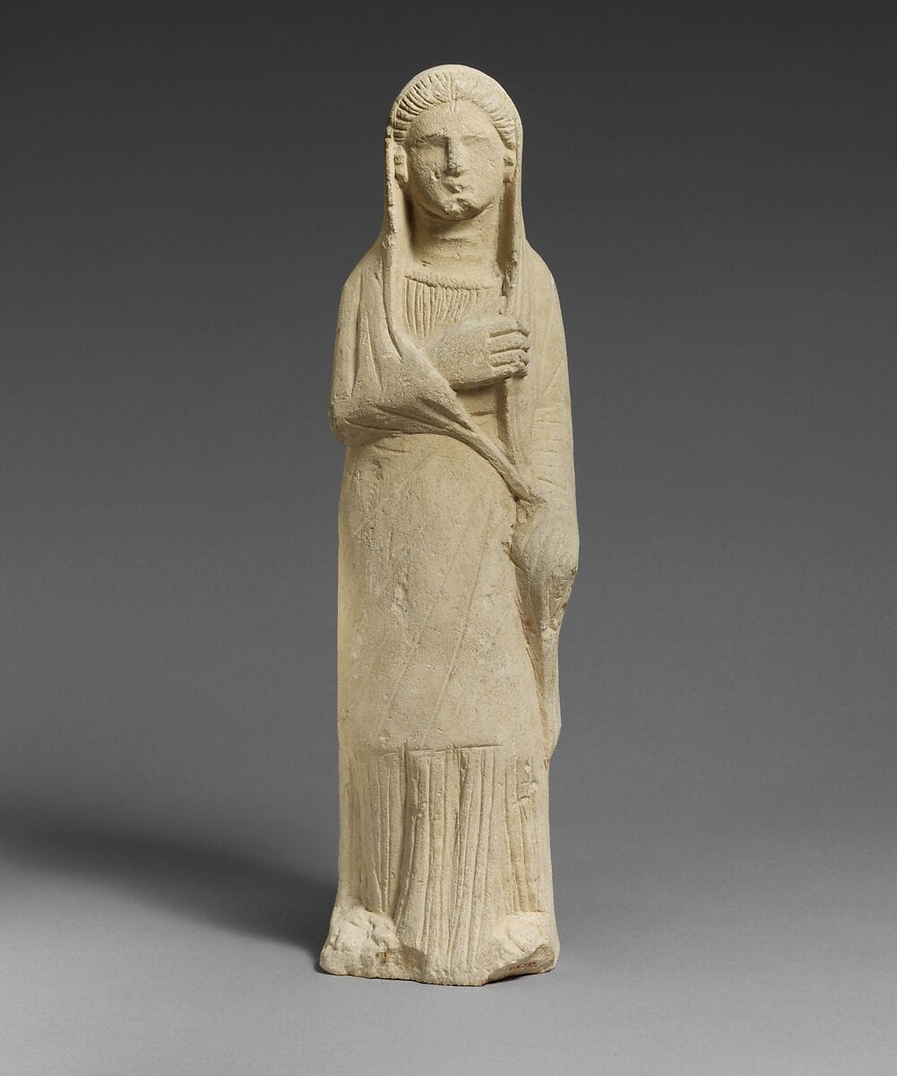 Limestone statuette of a female votary - image 1