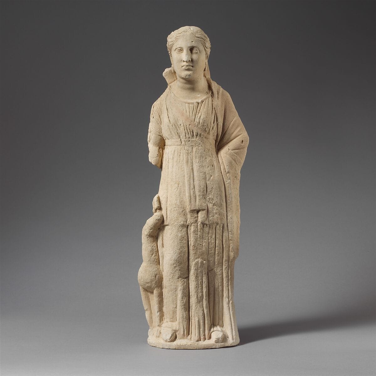 Limestone statuette of Artemis with a fawn - image 1