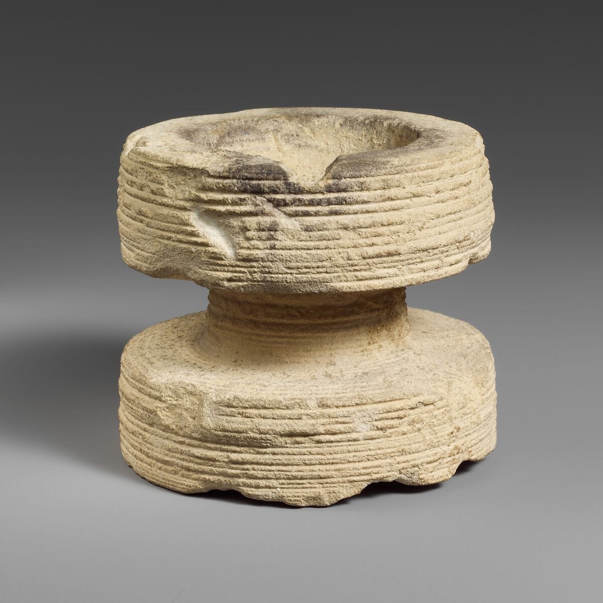 Circular limestone incense burner - image 1